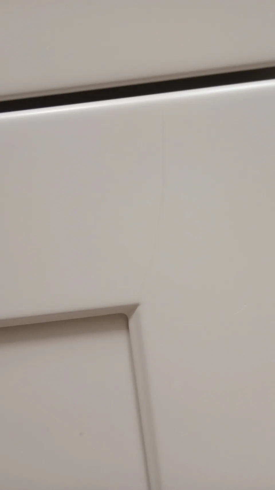 Close-up of the shaker door frame and panel.
