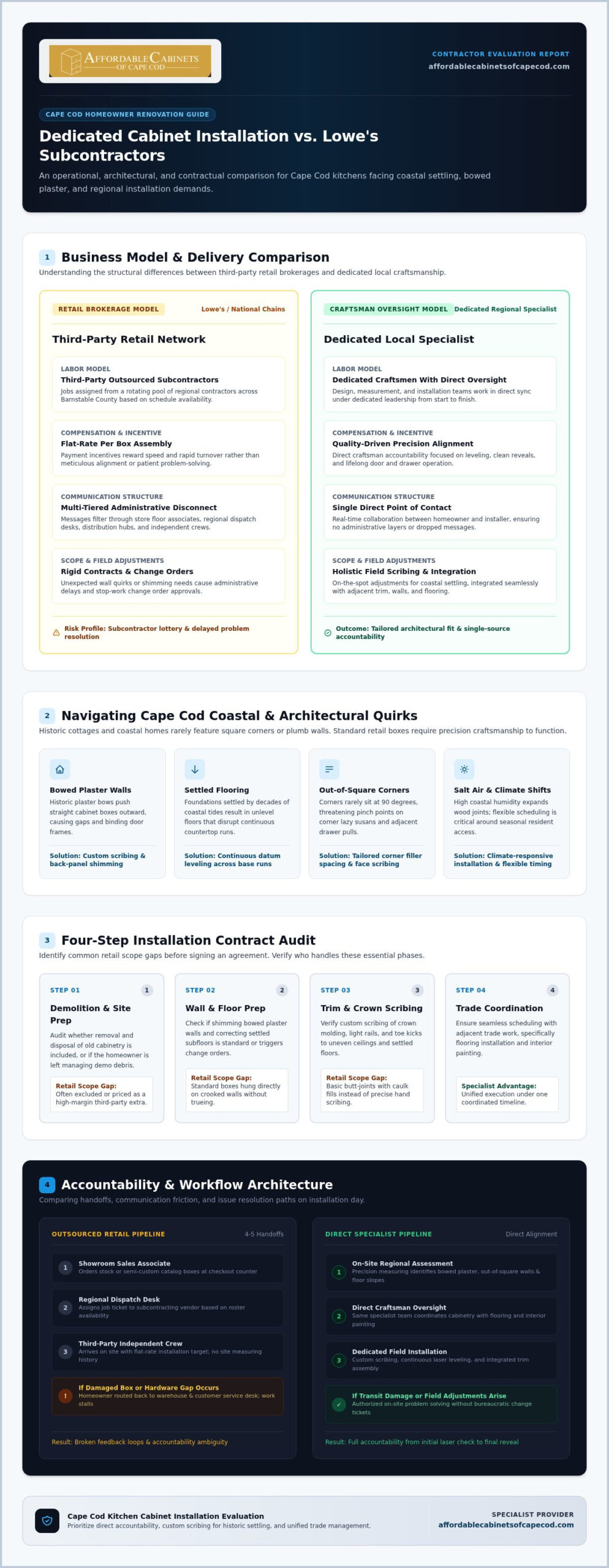 Cabinet Installation vs. Lowe's Installers on Cape Cod: 2026 Comparison Guide
